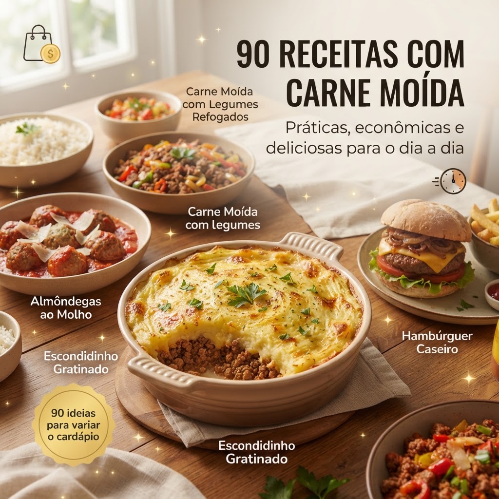 Pratos com carne moída do e-book